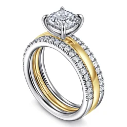 Hot Gabriel & Co. Reba - 14K White-Yellow Gold Cushion Cut Diamond Engagement Ring