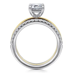 Discount Gabriel & Co. Reba - 14K White-Yellow Gold Emerald Cut Diamond Engagement Ring