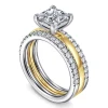 Clearance Gabriel & Co. Reba - 14K White-Yellow Gold Princess Cut Diamond Engagement Ring