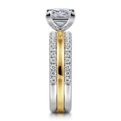 Clearance Gabriel & Co. Reba - 14K White-Yellow Gold Princess Cut Diamond Engagement Ring