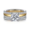 New Gabriel & Co. Reba - 14K White-Yellow Gold Round Diamond Engagement Ring