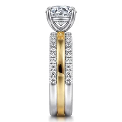 Outlet Gabriel & Co. Reba - 14K White-Yellow Gold Round Diamond Engagement Ring