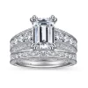 Online Gabriel & Co. Rebecca - Vintage Inspired 14K White Gold Emerald Cut Wide Band Diamond Channel Set Engagement Ring
