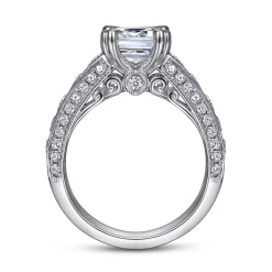 Online Gabriel & Co. Rebecca - Vintage Inspired 14K White Gold Emerald Cut Wide Band Diamond Channel Set Engagement Ring