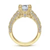 Outlet Gabriel & Co. Rebecca - Vintage Inspired 14K Yellow Gold Wide Band Emerald Cut Diamond Channel Set Engagement Ring