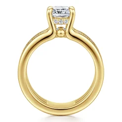 Clearance Gabriel & Co. Reeba - 14K Yellow Gold Cushion Cut Diamond Engagement Ring
