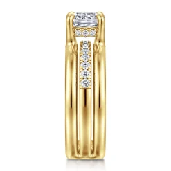 Clearance Gabriel & Co. Reeba - 14K Yellow Gold Cushion Cut Diamond Engagement Ring