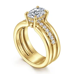 New Gabriel & Co. Reeba - 14K Yellow Gold Oval Diamond Engagement Ring