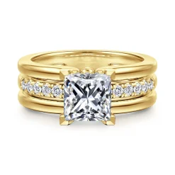 Clearance Gabriel & Co. Reeba - 14K Yellow Gold Princess Cut Diamond Engagement Ring