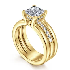 Clearance Gabriel & Co. Reeba - 14K Yellow Gold Princess Cut Diamond Engagement Ring