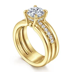 Clearance Gabriel & Co. Reeba - 14K Yellow Gold Round Diamond Engagement Ring