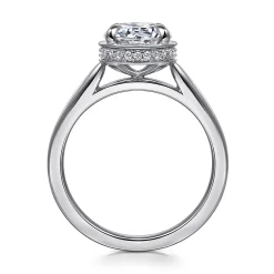 Clearance Gabriel & Co. Reece - 14K White Gold Round Bezel Prong Diamond Engagement Ring