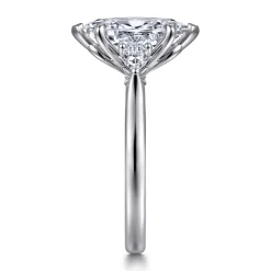 Outlet Gabriel & Co. Reema - 14K White Gold Marquise Shape Three Stone Lotus Diamond Engagement Ring