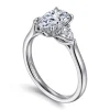Outlet Gabriel & Co. Reema - 14K White Gold Pear Shape Three Stone Lotus Diamond Engagement Ring