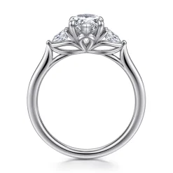 Outlet Gabriel & Co. Reema - 14K White Gold Pear Shape Three Stone Lotus Diamond Engagement Ring