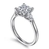 Best Gabriel & Co. Reema - 14K White Gold Princess Cut Three Stone Lotus Diamond Engagement Ring