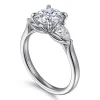 Outlet Gabriel & Co. Reema - 14K White Gold Three Stone Round Lotus Diamond Engagement Ring
