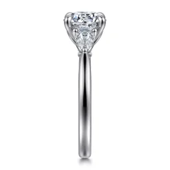 Outlet Gabriel & Co. Reema - 14K White Gold Three Stone Round Lotus Diamond Engagement Ring