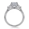 Hot Gabriel & Co. Reema - 14K White Gold Three Stone Round Lotus Diamond Engagement Ring
