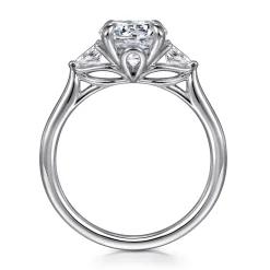 Hot Gabriel & Co. Reema - 14K White Gold Three Stone Round Lotus Diamond Engagement Ring