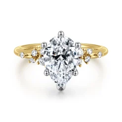 Gabriel & Co. Reena - 14K White and Yellow Gold Pear Shape Diamond Engagement Ring