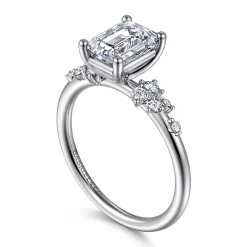 Gabriel & Co. Reena - 18K White Gold Emerald Cut Diamond Engagement Ring