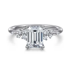 Sale Gabriel & Co. Reena - 14K White Gold Emerald Cut Diamond Engagement Ring