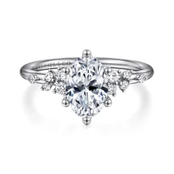 Clearance Gabriel & Co. Reena - 18K White Gold Oval Diamond Engagement Ring