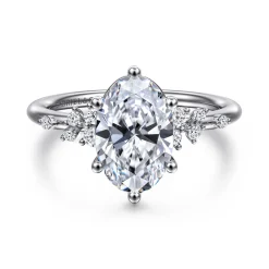 Clearance Gabriel & Co. Reena - 14K White Gold Oval Diamond Engagement Ring