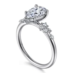 Clearance Gabriel & Co. Reena - 14K White Gold Pear Shape Diamond Engagement Ring