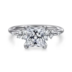 Discount Gabriel & Co. Reena - 14K White Gold Princess Cut Diamond Engagement Ring