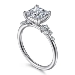 Discount Gabriel & Co. Reena - 14K White Gold Princess Cut Diamond Engagement Ring