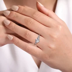 New Gabriel & Co. Reena - 14K White Gold 6 Prong Round Diamond Engagement Ring