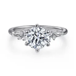 Best Gabriel & Co. Reena - 18K White Gold Round Diamond Engagement Ring