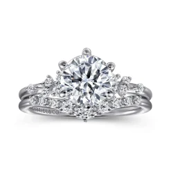 New Gabriel & Co. Reena - 14K White Gold Round Diamond Engagement Ring