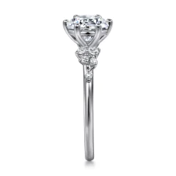 New Gabriel & Co. Reena - 14K White Gold Round Diamond Engagement Ring