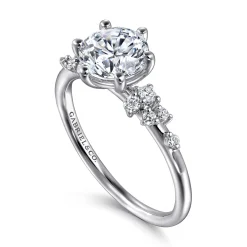 New Gabriel & Co. Reena - 14K White Gold Round Diamond Engagement Ring