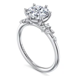 Clearance Gabriel & Co. Reena - 14K White Gold Round Diamond Engagement Ring
