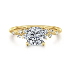 Gabriel & Co. Reena - 14K Yellow Gold Cushion Cut Diamond Engagement Ring
