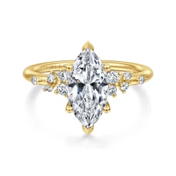 New Gabriel & Co. Reena - 14K Yellow Gold Marquise Shape Diamond Engagement Ring
