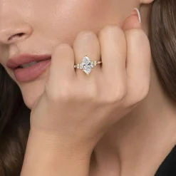 New Gabriel & Co. Reena - 14K Yellow Gold Marquise Shape Diamond Engagement Ring