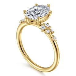 New Gabriel & Co. Reena - 14K Yellow Gold Oval Diamond Engagement Ring