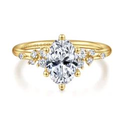 New Gabriel & Co. Reena - 14K Yellow Gold Oval Diamond Engagement Ring