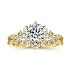 New Gabriel & Co. Reena - 14K Yellow Gold 6 Prong Round Diamond Engagement Ring