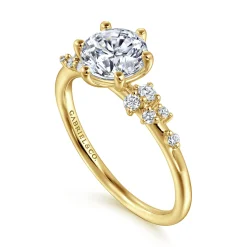 New Gabriel & Co. Reena - 14K Yellow Gold 6 Prong Round Diamond Engagement Ring