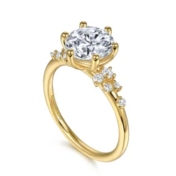 Discount Gabriel & Co. Reena - 14K Yellow Gold 6 Prong Round Diamond Engagement Ring