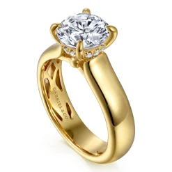 New Gabriel & Co. Reeve - 14K Yellow Gold Round Diamond Engagement Ring