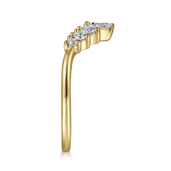 Clearance Gabriel & Co. Reggio - Curved-14K Yellow Gold Pear Shape and Round Diamond Anniversary Band - 0.5 ct