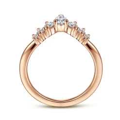 Best Gabriel & Co. Reggio - 14K Rose Gold Curved Pear Shape and Round Diamond Anniversary Band - 0.5 ct
