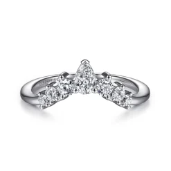 New Gabriel & Co. Reggio - Platinum Curved Pear Shape and RoundDiamond Anniversary Band - 0.5 ct